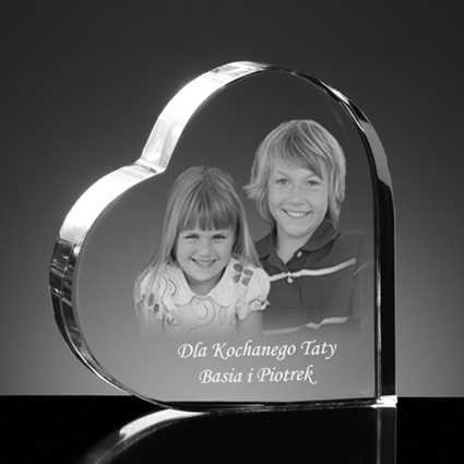 Prezent DLA DZIADKÓW - kryształowe serce ze zdjęciem