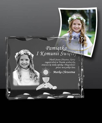 Pamiątka I Komunii Św. - zdjęcie w krysztale FOTOKRYSZTAŁ