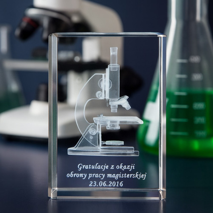 Mikroskop 3D - statuetka na podziękowania dla opiekuna pracy PROMOTORA