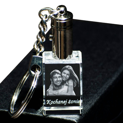 Personalizowany BRELOK NA WALENTYNKI, grawer zdjęcia w szkle