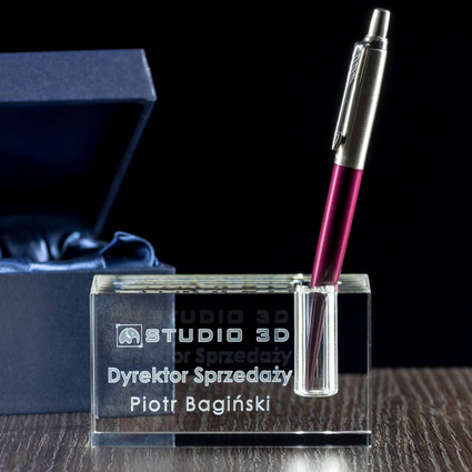 Kryształowy gadget biurowy - podstawka na długopis DLA TATY