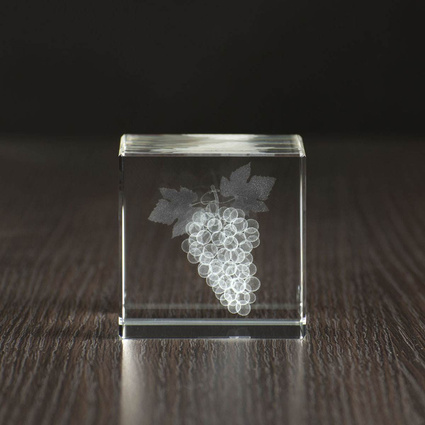 Winogrono 3D w szkle - prezent dla sadownika, wytwórcy wina, amatora wina