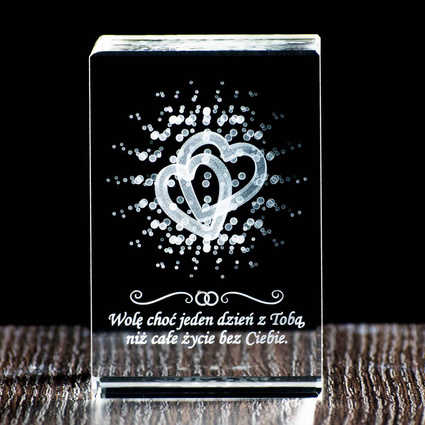 Kryształowy upominek dla niego - SPLECIONE SERCA i dedykacja