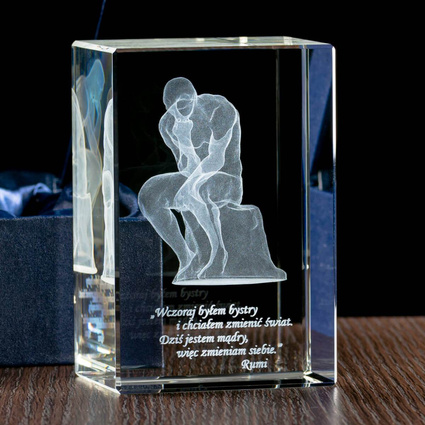 Grawer 3D - kryształowa statuetka dla współpracownika z cytatem