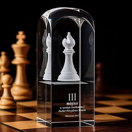 Kryształowa statuetka - nagroda za zajęcie III miejsca, goniec 3D