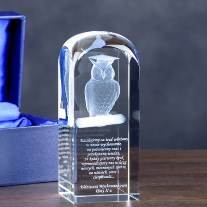 Podziękowania dla nauczyciela - SOWA 3D - statuetka z dedykacją