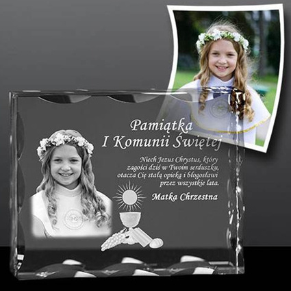 Pamiątka I Komunii Św. - zdjęcie w krysztale FOTOKRYSZTAŁ