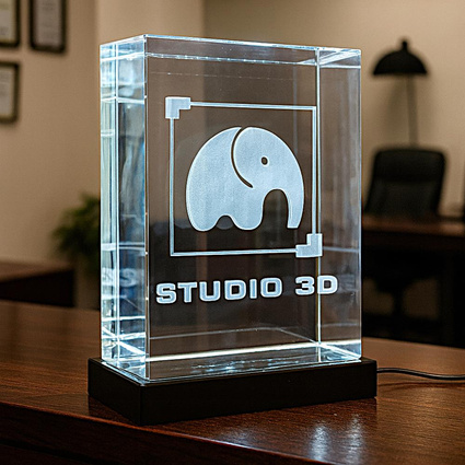 Duża Fotolampka 3D z logo – elegancka statuetka z grawerem 3D na podświetlanej podstawce