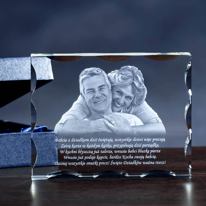 Prezent dla dziadków ~ Fotoprezent w kryształowej statuetce