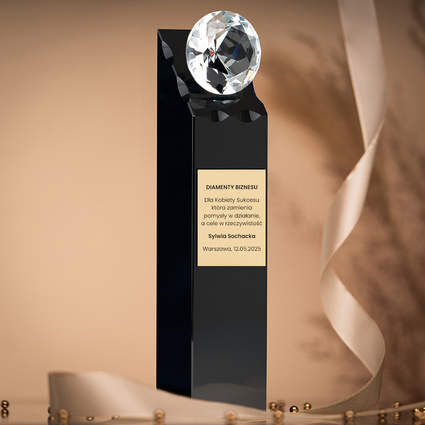 Statuetka Trofeum DIAMENT [TR-01] ze złotą tabliczką 240x55x44 mm